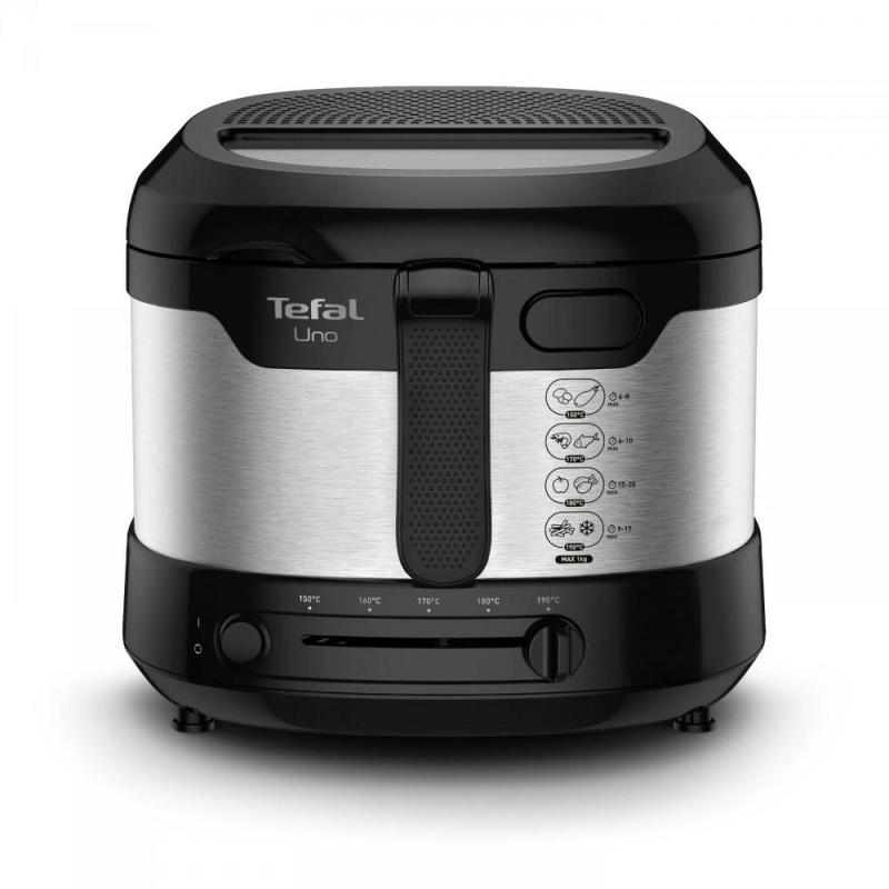 ▷ Tefal Uno FF215D Singolo Indipendente 1600 W Friggitrice Nero, Stainless  steel