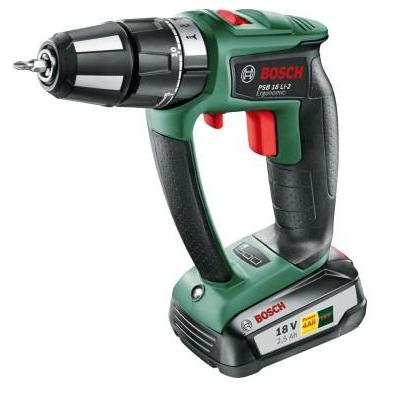 Bosch PSB 18 LI-2 Ergonomic 1400 Giri min Senza chiave 1,3 kg Nero, Verde