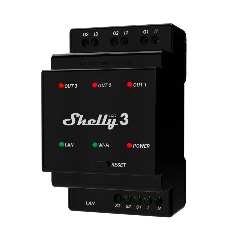 ▷ Shelly Pro 3 trasmettitore di potenza Nero