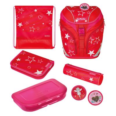 Herlitz SoftLight Plus Stars&Strips Ensemble de cartables Fille Polyester Rose, Rouge