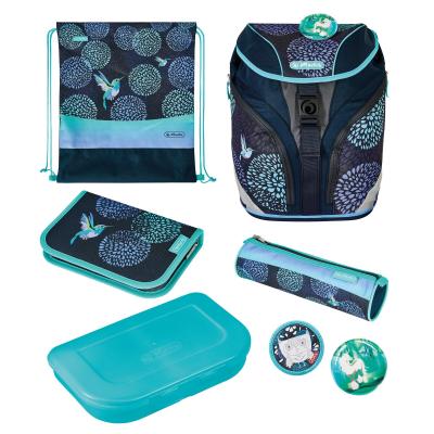 Herlitz SoftLight Plus Bloomy Birds school bag set Girl Polyester Navy, Turquoise