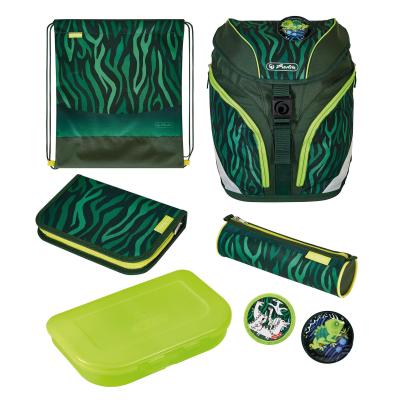 Herlitz SoftLight Plus Jungle juego de mochila escolar Niño Poliéster Verde, Oliva