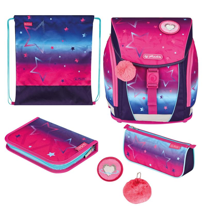 Herlitz FiloLight Plus Pink Stars school bag set Girl Polyester Blue Pink Trippodo