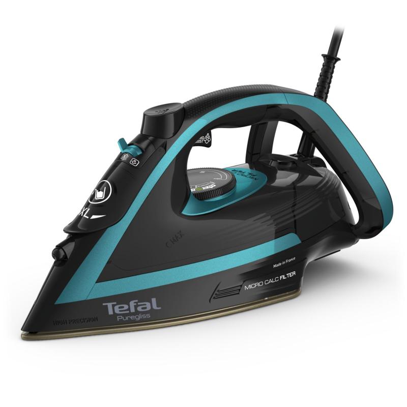 ▷ Tefal Puregliss FV8066E0 iron Dry & Steam iron Durilium AirGlide  Autoclean soleplate 3000 W Black, Blue