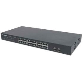Intellinet 24-Port Gigabit Ethernet Switch with 2 SFP Ports, 24 x 10 100 1000 Mbps RJ45 Ports + 2 x SFP, IEEE 802.3az (Energy