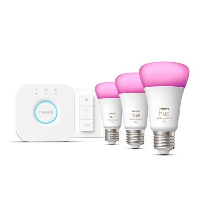 Philips Hue White and Color ambiance Kit de démarrage   3 ampoules connectées E27 (1100) + variateur