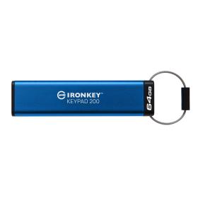 Kingston Technology IronKey Keypad 200 unidad flash USB 64 GB USB tipo A 3.2 Gen 1 (3.1 Gen 1) Azul