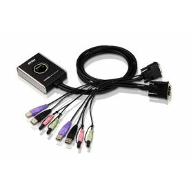 ATEN Switch KVM cavo USB DVI audio a 2 porte con selettore porta remota