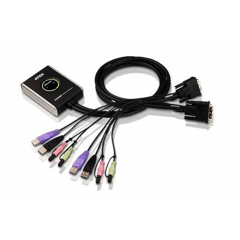 Aten Switch Kvm Formato Cable Dvi Audio Usb De Puertos Con Selector