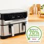 Tefal Dual Easy Fry & Grill EY905D Doppia 8,3 L Indipendente 2700 W Friggitrice ad aria calda Acciaio inox