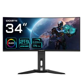 GIGABYTE Moniteur de jeu courbé OLED WQHD MO34WQC 34” - 3440x1440(WQHD), 175Hz, 0.03ms, KVM, 250 cd m2, FreeSync Premium Pro,