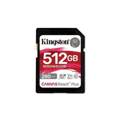 Kingston Technology 512GB Canvas React Plus SDXC UHS-II 280R 150W U3 V60 for Full HD 4K