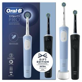 Oral-B Vitality Pro Duo Erwachsener Rotierende-vibrierende Zahnbürste Schwarz, Blau, Weiß