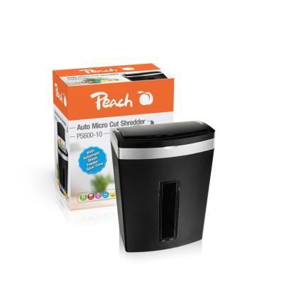 Peach PS600-10 destructeur de papier Découpage par micro-broyage 63 dB Noir, Argent