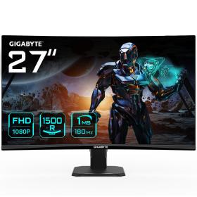 GIGABYTE Monitor da gaming curvo GS27FC 27" FHD - 1920 x 1080 (FHD), 180Hz, 1ms, 250 cd m², FreeSync Premium, pronto per HDR,