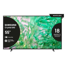 Samsung TV Crystal UHD 4K 55” UE55DU8070UXZT Smart TV Wi-Fi Black 2024, Processore Crystal 4K, 4K Upscaling, AirSlim Design,