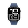 Apple Watch Series 10 GPS 46mm Silver Aluminium Case with Denim Sport Band - S M