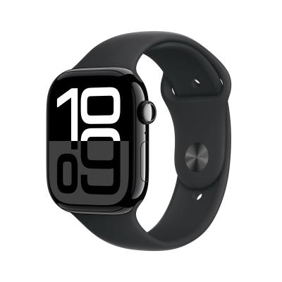 Apple Watch Series 10 GPS 46mm Jet Black Aluminium Case with Black Sport Band - S M