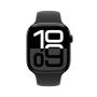 Apple Watch Series 10 GPS + Cellular 46mm Jet Black Aluminium Case with Black Sport Band - M L