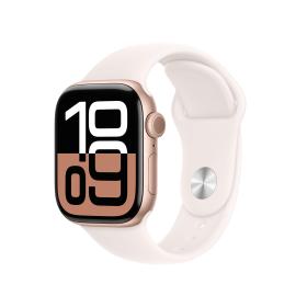 Apple Watch Series 10 GPS + Cellular 42mm Rose Gold Aluminium Case with Light Blush Sport Band - S M