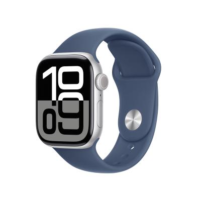 Apple Watch Series 10 GPS 42mm Silver Aluminium Case with Denim Sport Band - S M