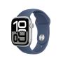 Apple Watch Series 10 GPS 42mm Silver Aluminium Case with Denim Sport Band - S M