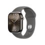 Apple Watch Series 10 GPS + Cellular 42mm Natural Titanium Case with Stone Grey Sport Band - S M