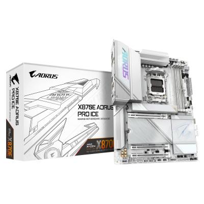 GIGABYTE Placa base X870E AORUS PRO ICE - Compatible con CPUs AMD Ryzen 9000, VRM digital de 16+2+2 fases, hasta 8000MHz DDR5