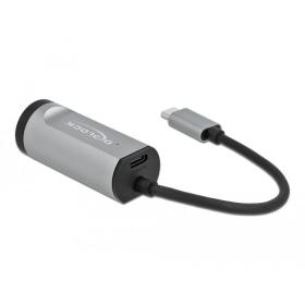 DeLOCK Adattatore USB Type-C per Gigabit LAN con porta di alimentazione grigia