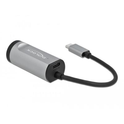 DeLOCK Adaptador USB Type-C a Gigabit LAN con puerto de suministro de energía gris