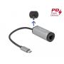 DeLOCK USB Type-C Adapter zu Gigabit LAN mit Power Delivery Anschluss grau