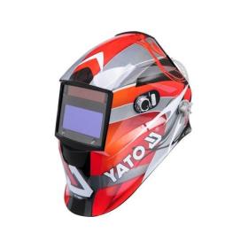 Yato YT-73921 maschera e casco da saldatura Welding helmet with auto-darkening filter Nero, Rosso, Argento