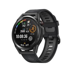 Huawei WATCH GT Runner-B19S,Black Durable Polymer Fiber Case,Black Soft Silicone Strap