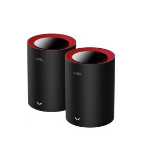 Cudy M3000 2-Pack Doble banda (2,4 GHz   5 GHz) Wi-Fi 6 (802.11ax) Negro, Rojo 1 Interno