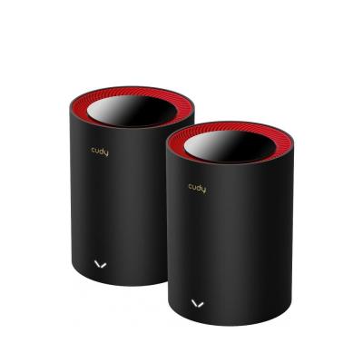 Cudy M3000 2-Pack Bi-bande (2,4 GHz   5 GHz) Wi-Fi 6 (802.11ax) Noir, Rouge 1 Interne