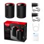 Cudy M3000 2-Pack Doble banda (2,4 GHz   5 GHz) Wi-Fi 6 (802.11ax) Negro, Rojo 1 Interno