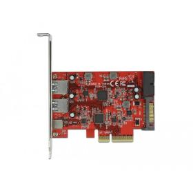 DeLOCK Scheda PCI Express x4 a 1 x USB Type-C esterna femmina + 2 x USB di Tipo-A esterna femmina SuperSpeed USB 10 Gbps + 1 x