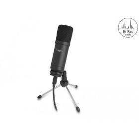 DeLOCK USB Condenser Microphone with Stand 24 Bit   192 kHz for PC and Laptop