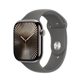 Apple Watch Series 10 GPS + Cellular 46mm Natural Titanium Case with Stone Grey Sport Band - S M