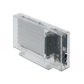 DeLOCK Externes Dual Gehäuse für 2 x 2.5″ SATA HDD   SSD mit USB Type-C Buchse transparent - werkzeugfrei