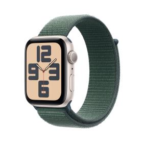 Apple Watch SE GPS 44mm Starlight Aluminium Case with Lake Green Sport Loop