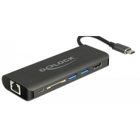 DeLOCK 87721 base para portátil y replicador de puertos USB 3.2 Gen 1 (3.1 Gen 1) Type-A Negro