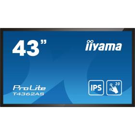 iiyama T4362AS-B1 affichage de messages Écran plat interactif 108 cm (42.5") IPS 500 cd m² 4K Ultra HD Noir Écran tactile