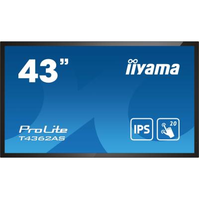 iiyama T4362AS-B1 Signage-Display Interaktiver Flachbildschirm 108 cm (42.5") IPS 500 cd m² 4K Ultra HD Schwarz Touchscreen