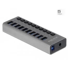 DeLOCK Externe 5 Gbps USB Hub avec 10 ports et interrupteurs