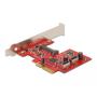 DeLOCK PCI Express x4 Karte zu 2 x intern USB 10 Gbps Typ-E Key A 20 Pin Buchse