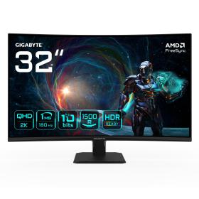 GIGABYTE GS32QCA 31,5" Moniteur Gaming Incurvé QHD - 2560 x 1440, 180Hz, 1ms, 250 cd m², FreeSync, HDR Ready, HDMI 2.0,