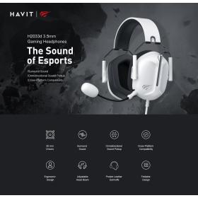 Havit H2033D Gaming Kulaklık Beyaz Auricolare Con cavo e senza cavo In-ear Bianco