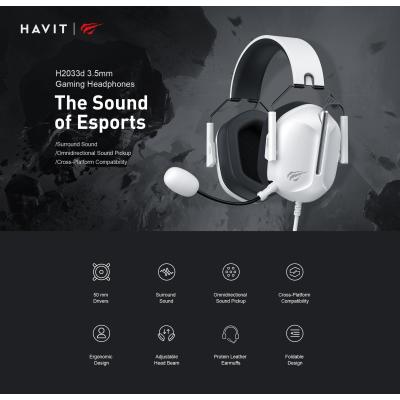 Havit H2033D Gaming Kulaklık Beyaz Auriculares Inalámbrico y alámbrico Dentro de oído Juego Blanco