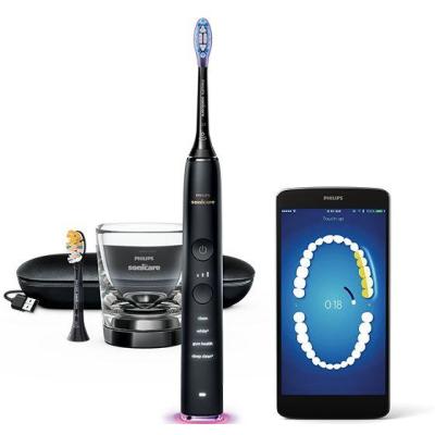 Philips DiamondClean Smart 9400 Sonicare Spazzolino Elettrico Sonico Nero con App, con custodia da viaggio HX9917 89